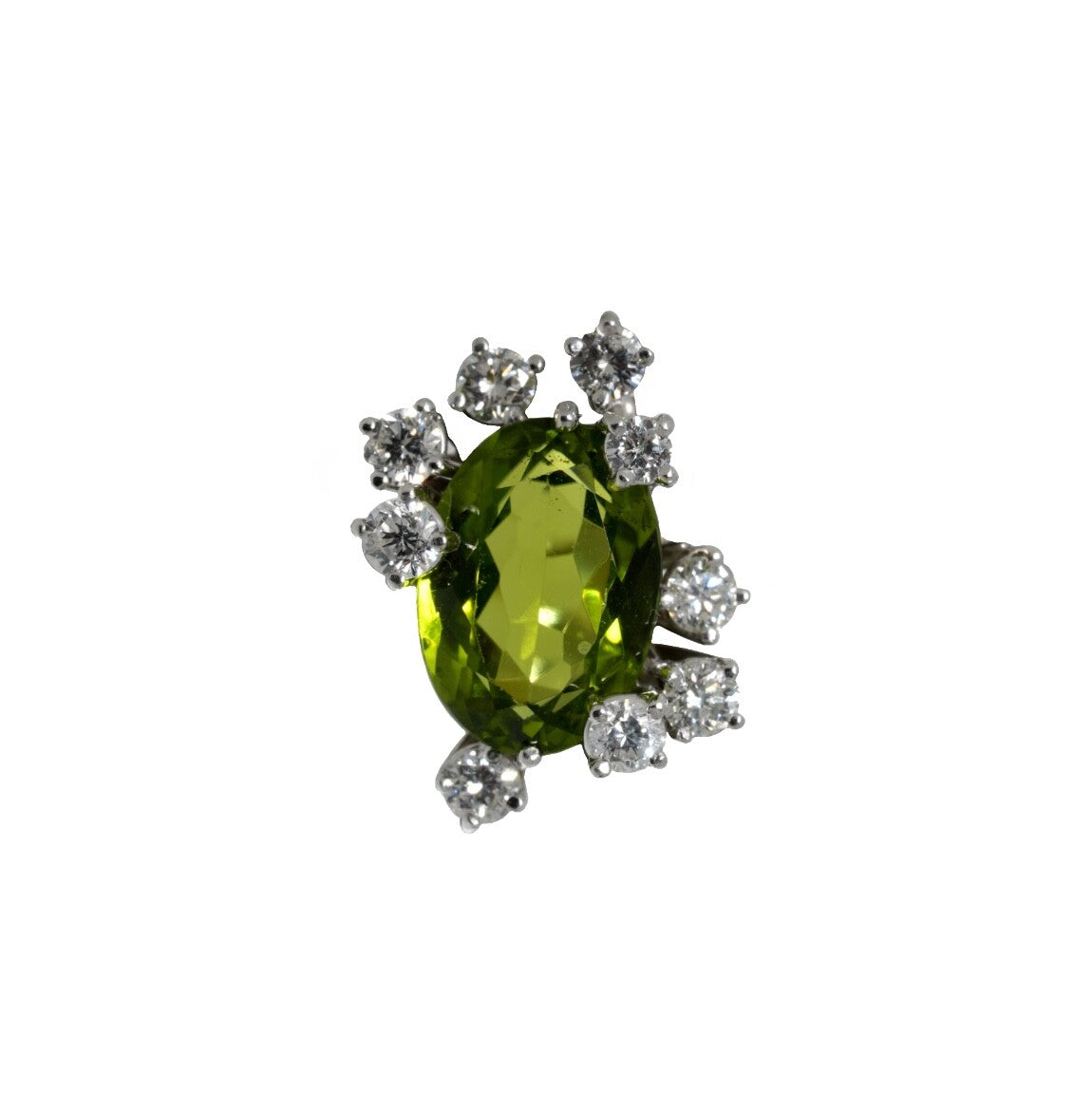 Eleganter Peridot-Ring in 750er Weißgold mit Brillanten0