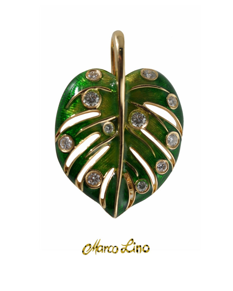 Marco Lino "Monstera" Anhänger aus 750er Gelbgold mit Emaille1