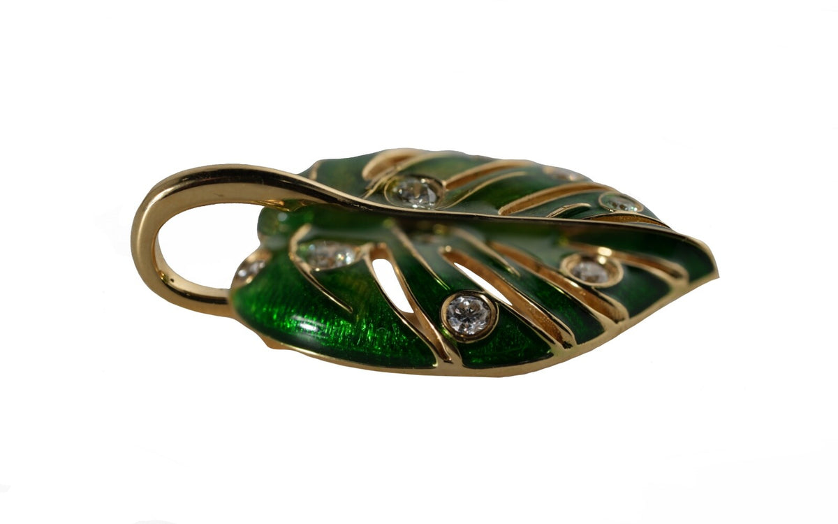 Marco Lino "Monstera" Anhänger aus 750er Gelbgold mit Emaille2