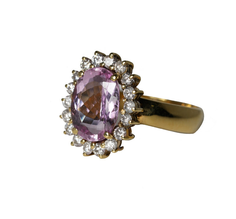 Natürlicher Pinker Imperial Topas 3,51ct. Ring in 750er Gelbgold mit Diamanten1
