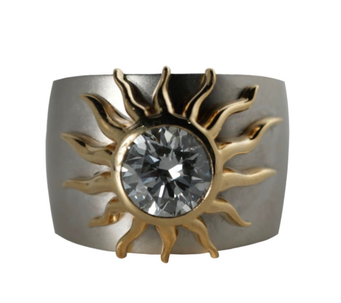 Marco Lino Aurelion Ring – Frontansicht, 950er Platin und 750er Gelbgold, Diamant 1,00 ct F/VS
