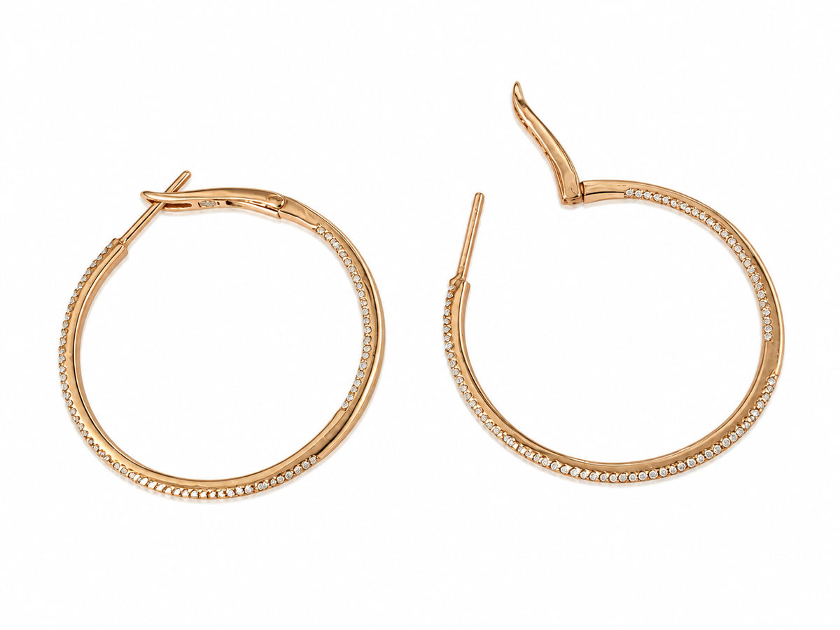 Diamant-Creolen in 18 Karat Roségold – Paaransicht 1