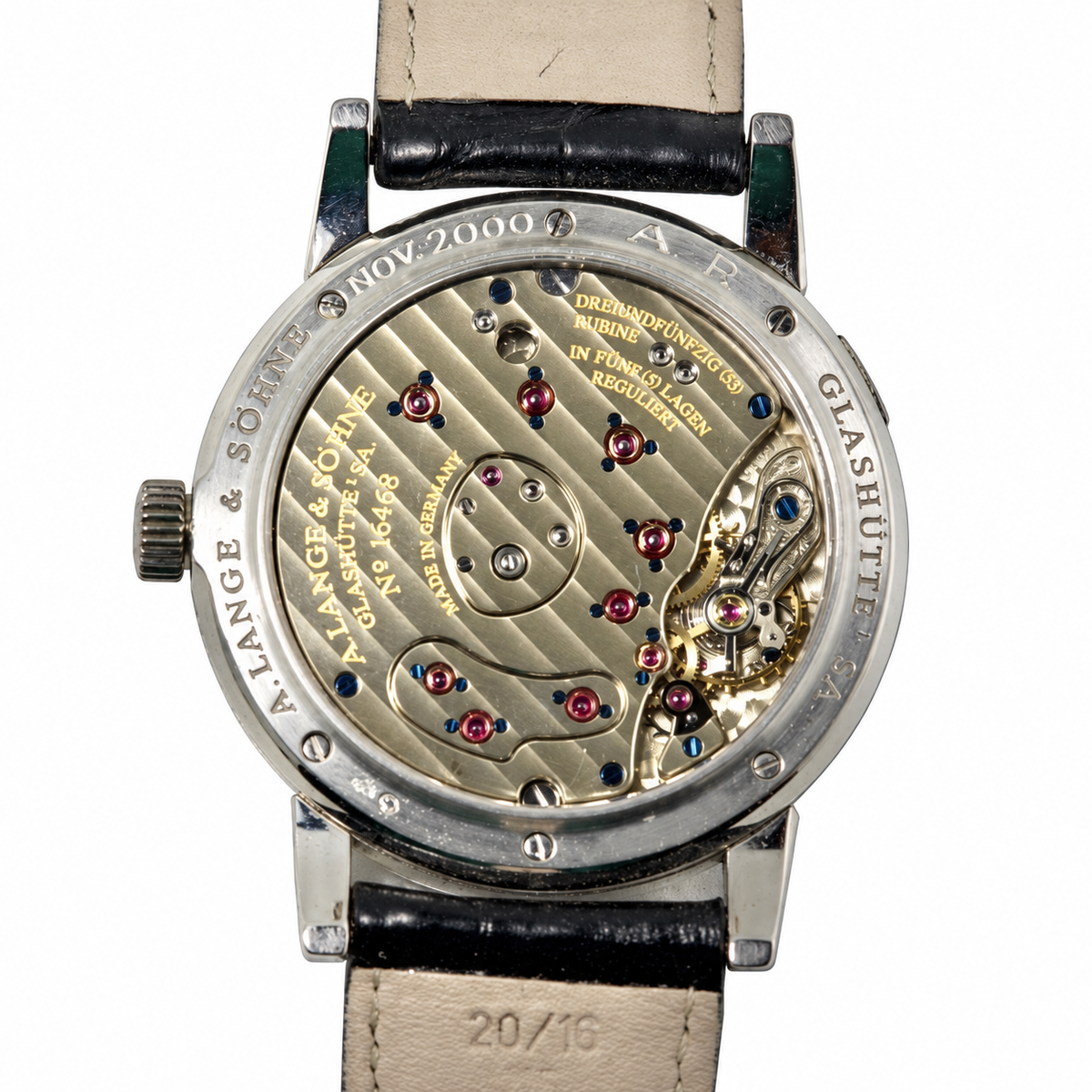 A. Lange & Söhne Lange 1 Platin – Uhrwerk und Gehäusegravur