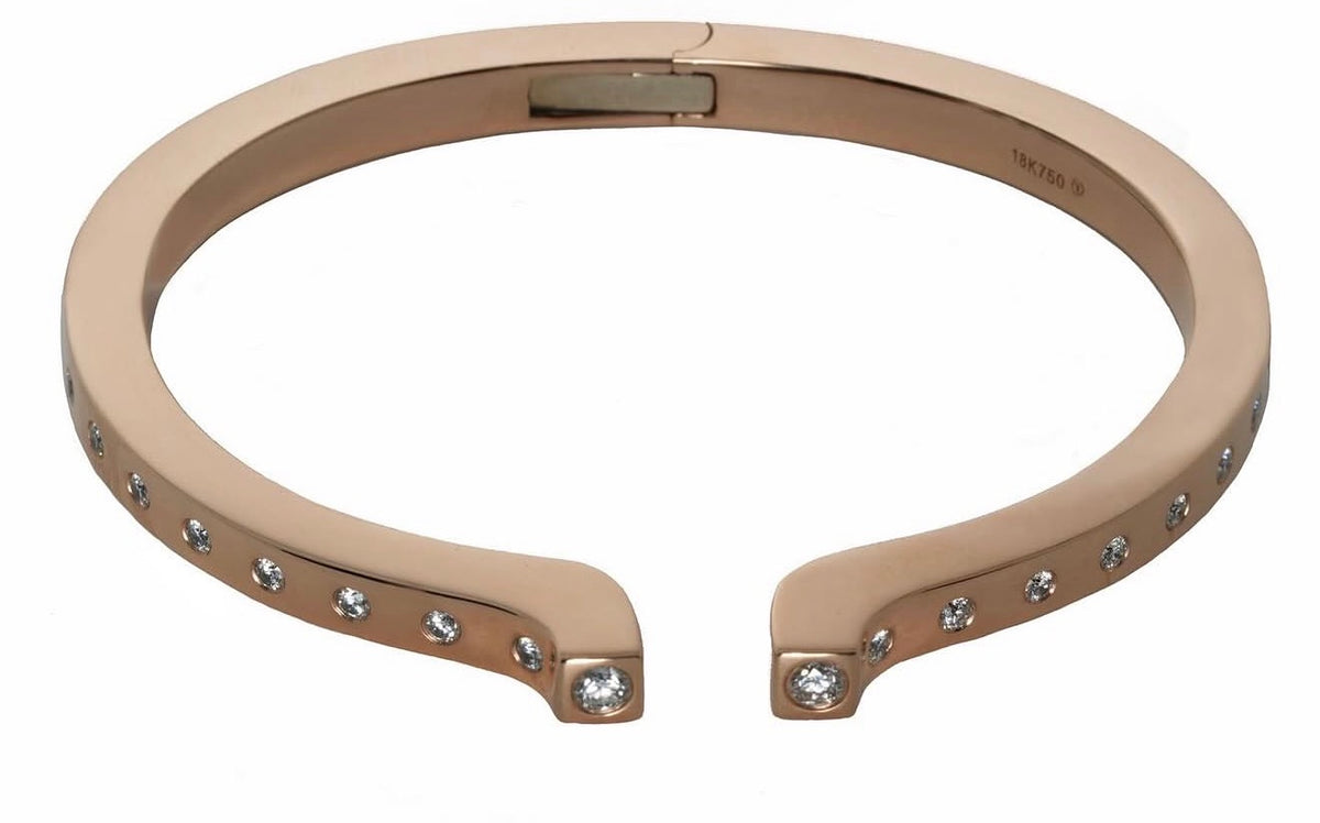 Marco Lino Das Hufeisen – Armreif in 18 kt Roségold mit Diamanten, Vorderansicht
