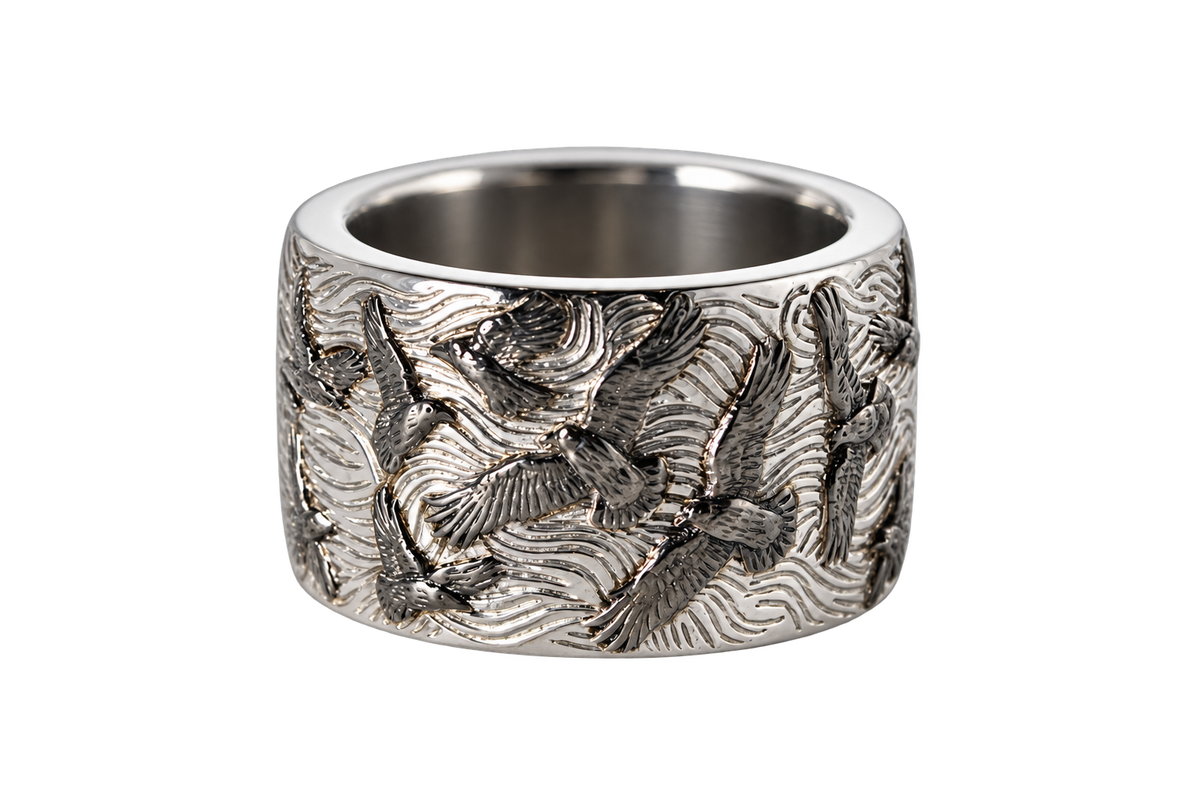 Marco Lino The Raven’s Nightsky Ring in 950er Platin – Rückseite