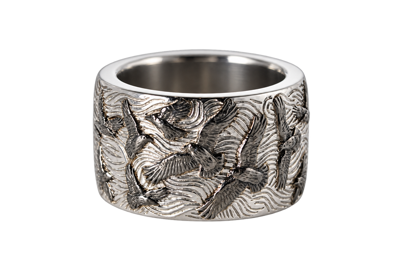 Marco Lino The Raven’s Nightsky Ring in 950er Platin – Rückseite