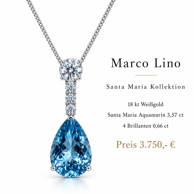 Marco Lino Santa Maria Aquamarin Anhänger in 18 Karat Weißgold