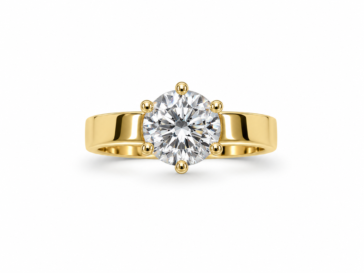 Marco Lino Solitär Ring 1,26 ct G/VS2 in 18 Karat Gelbgold – Detailansicht