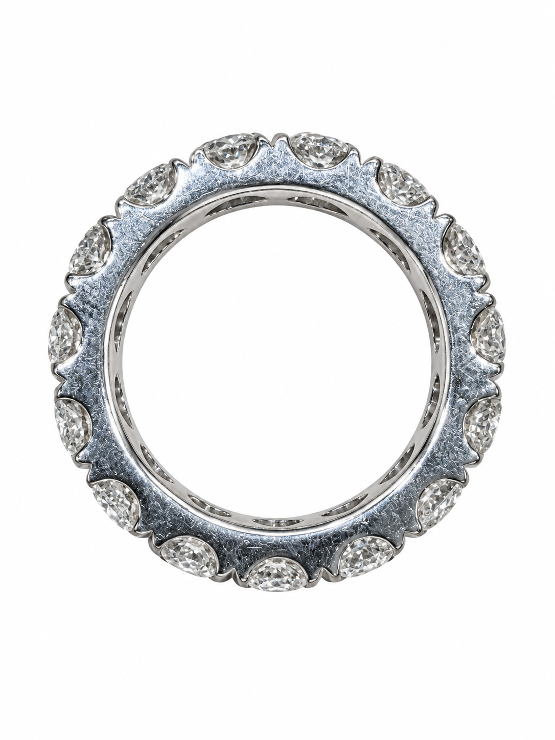 Memoirering in 750er Weißgold mit 15 Brillanten, 5 ct F/VS, Ringgröße 53