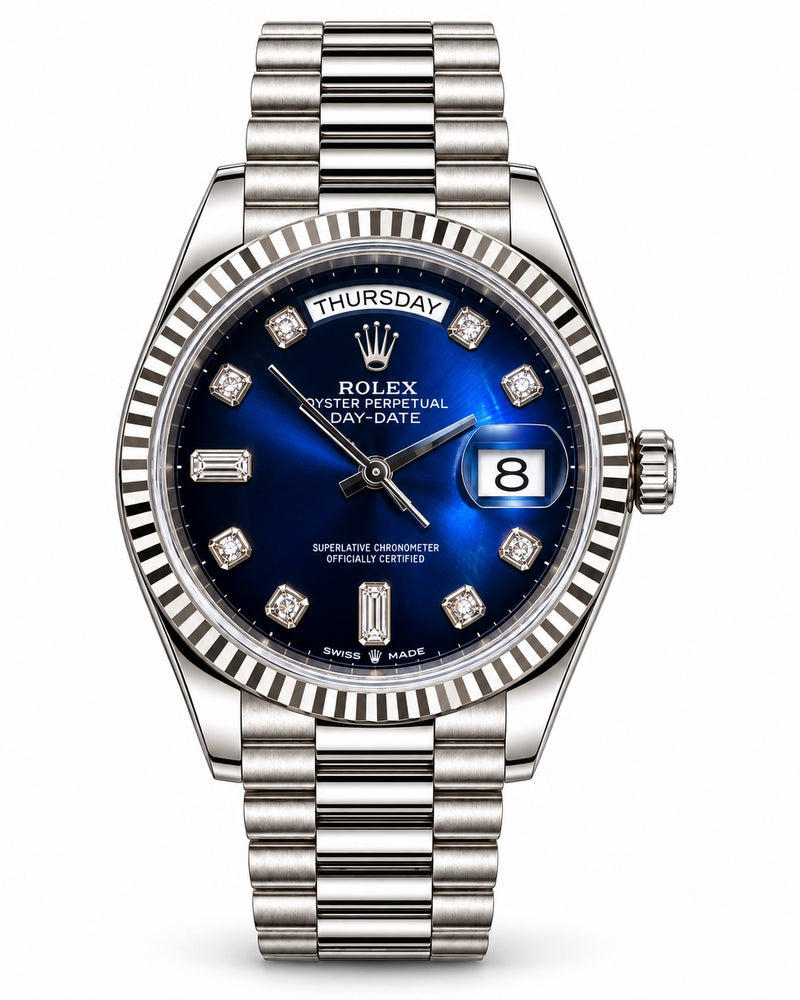 Rolex Day-Date 36 Weißgold Ref. 128239, Vorderansicht