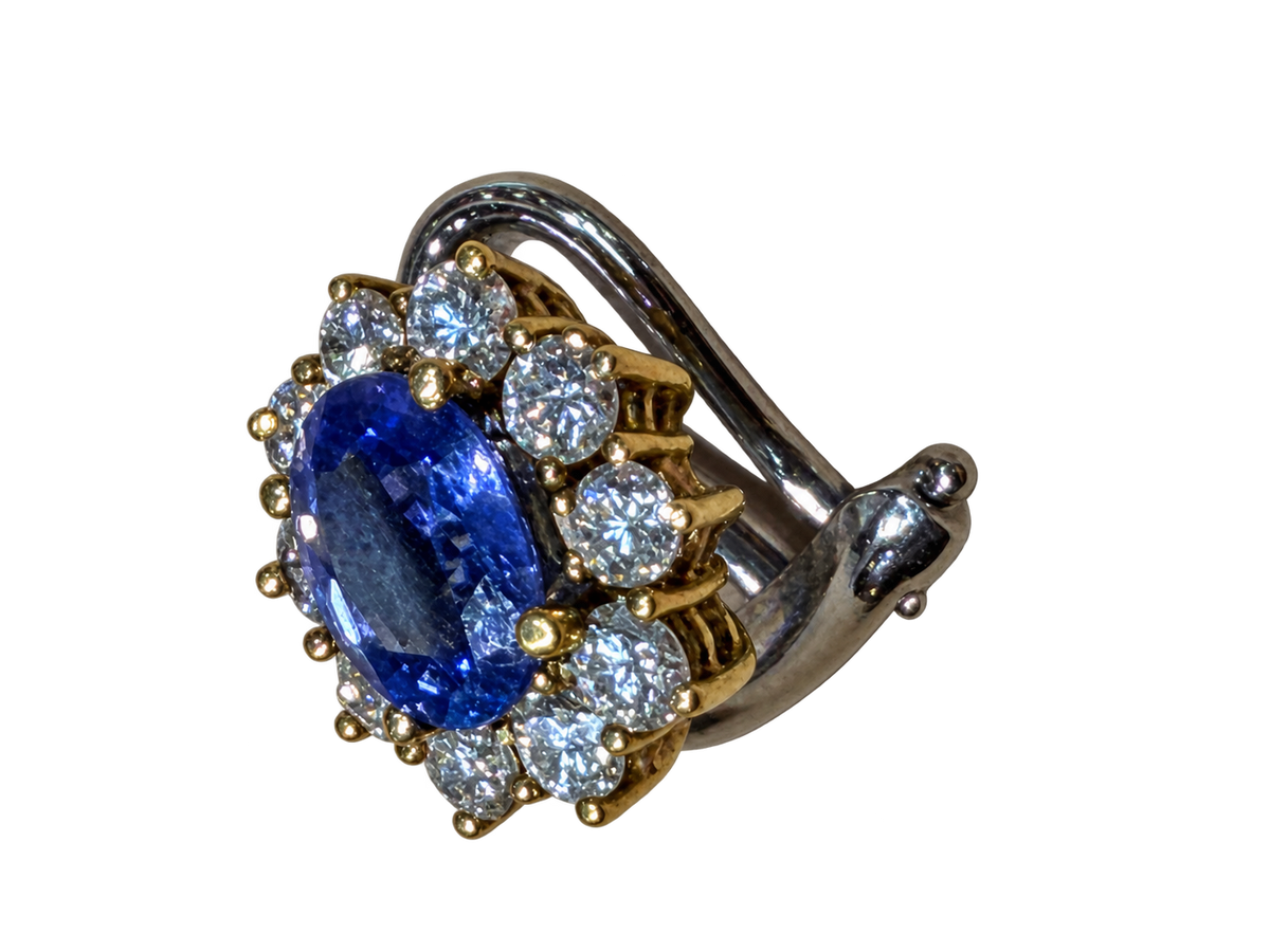 Saphir-Diamant-Ohrring aus dem Paar - freigestellte Einzelansicht
