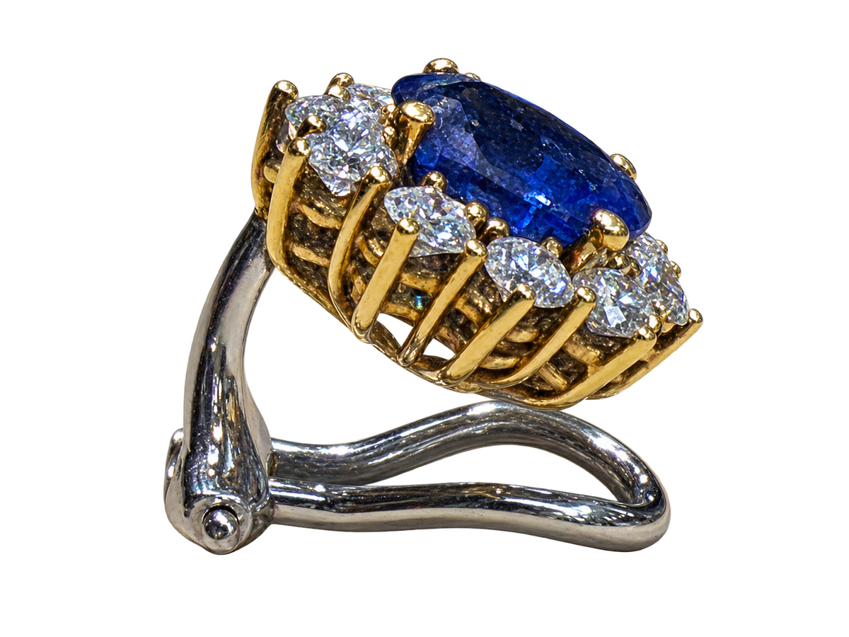 Saphir-Diamant-Ohrring - Clip und Fassung